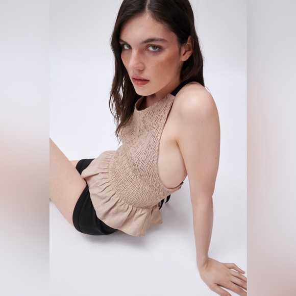 NEW ZARA ELASTICIZED RUSTIC TOP - Picture 4 of 8